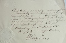 Document office Calenberg 1848 for Friedrich Fricke (Schulenburg); signature H&uuml;peden