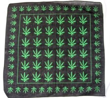 Black with green Marijuana MJ Weed Leaves Bandanna Face Mask,Head Wrap,Scarf,etc