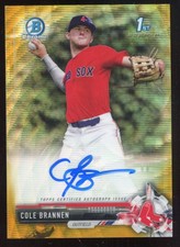 Cole Brannen 2017 Bowman Chrome Auto Rookie Gold Wave Serial #d 24/50 Red Sox