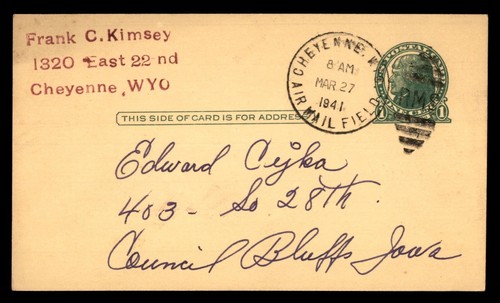 Mayfairstamps US 1941 Cheyenne to Council Bluffs IA Postcard aas_73131
