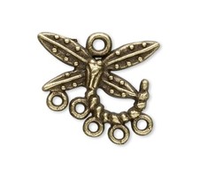Dragonfly Charms, 20 Antiqued Brass Pewter 19x13mm with Loops