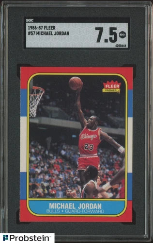 1986-87 Fleer Basketball #57 Michael Jordan Chicago Bulls RC Rookie HOF SGC 7.5