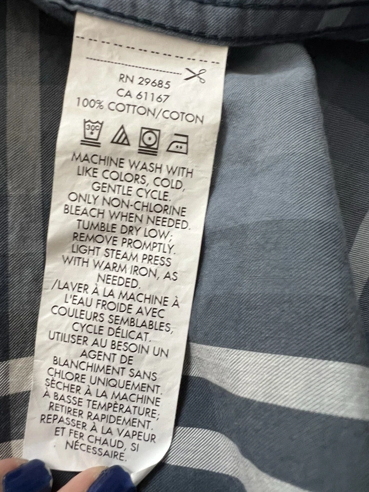 Camisa Pendleton a Cuadros para Mujer Talla Pequeña Algodón Occidental Azul Abotonada Foto 4 de 4