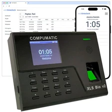 Compumatic Biometric Fingerprint Time Clock, Ethernet WiFi Web Cloud Real-Time