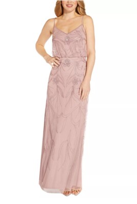 Adrianna Papell Embellished Blouson Gown Dusty Rose Mother of the bride Sz 18W