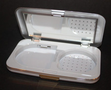 MARY KAY Foundation Compact w Mirror Silver 869100 Retired NEW NIB D Shape Round