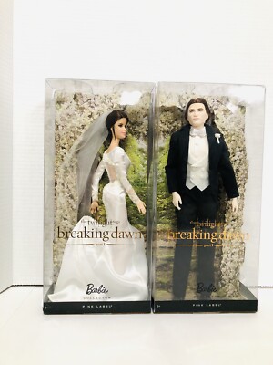 Mattel Barbie Twilight Breaking Dawn Part Bella and Edward Wedding Doll  Set