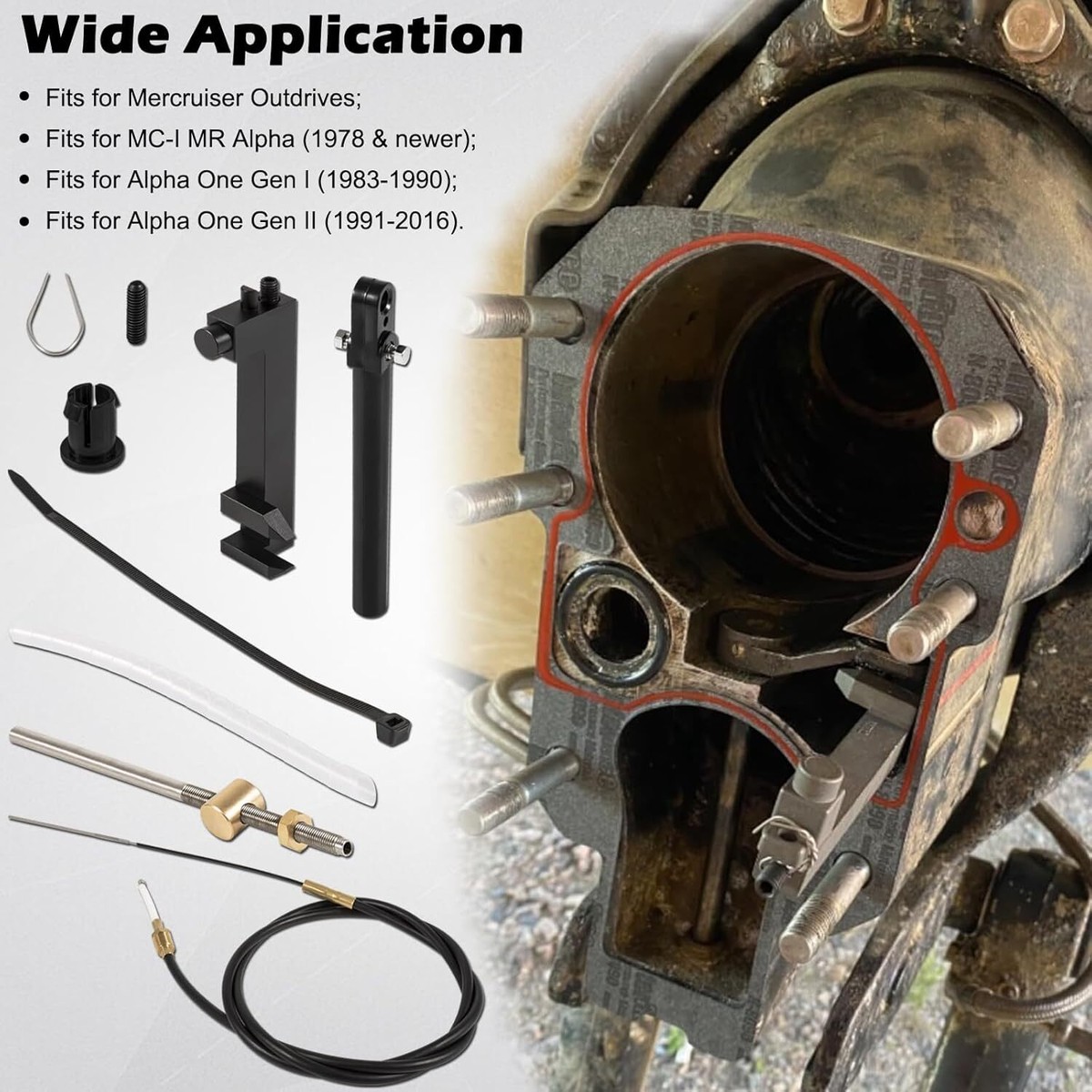 1 & 2 Lower Shift Cable Kit 865436A03 for Mercruiser Alpha