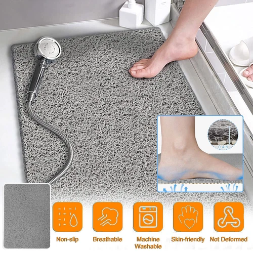 Loofah Shower Mat for Inside Shower Non-Slip Anti Mould PVC Bath Mat Quick Dry - Picture 2 of 11