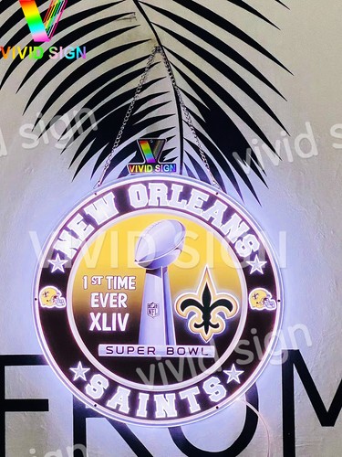 New Orleans Saints XLIV Champions 3D LED 16"x16" Neon Sign Light Lamp Wall Decor - Picture 2 of 8