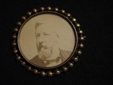 James G. Blaine 1884 Presidential Campaign Photograph Under Glass Pin