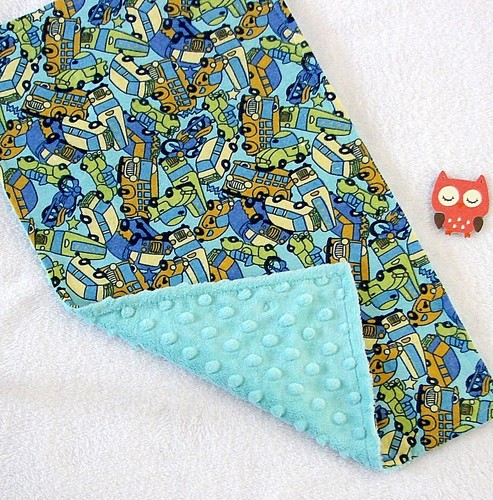 Handcrafted, Flannel Cars & Teal Minky Bubble, Baby Burp Cloth - Picture 2 of 2