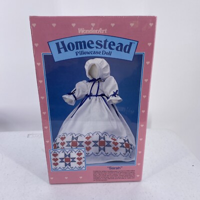 WonderArt Homestead Pillowcase Doll Kit Cross Stitch Sarah 9703 Sealed