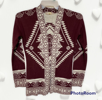 Pink Republic Womans sz S Open Front Aztec Tribal Print Cardigan