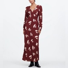 NEW Madewell Long sleeves V-Neck Cuff-Sleeve Maxi Dress in Floral Sz 4