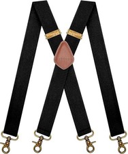 Suspenders for Men Swivel Snap Hooks Black Elastic Formal Heavy Duty Braces