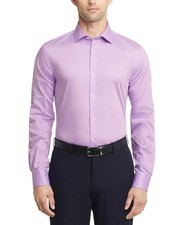 Tommy Hilfiger Men's Th Flex Slim Fit Stretch Dress Shirt, Lavender, 16 34/35US