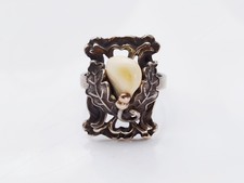 Antiker Jagdschmuck-Ring aus 800 Silber mit teilvergoldeten