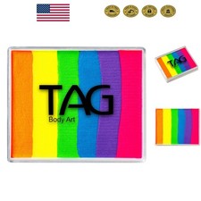 TAG Neon Rainbow Face and Body Paint - 50g Split Cake Palette for All Skin Types