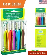 Amour Crochet Hook Set - 9 Colorful Hooks with Soft Grip Handles 2-6mm 