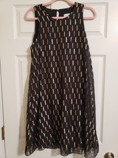 NWT Calvin Klein Dress Size 8 Black Gold Sleeveless with liner Cocktail Party