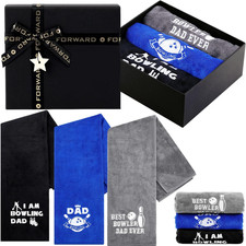 Newwiee 3 Pcs Bowling Towel for Dad with Box Accessories Funny Novelty Embroider