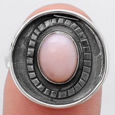 Natural Pink Opal 925 Sterling Silver Ring s.8 Jewelry R-1080