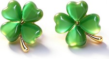 St Patricks Day Earrings for Women, Trendy Statement Four Leaf Clover Shamroc...
