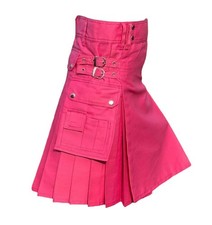 Men's Tactical Kilt Pink 100 Cotton Utility Kilt Hiking Hunting Kilt for Mens