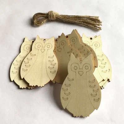 10pcs owl hölzerne Anhänger Walltür Home Party Hängende Ornament Owl Ornamente - Bild 1 von 4