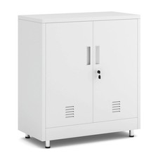 Metal Storage Cabinet with Locking Doors and Adjustable Shelf, Small Lockable...