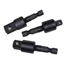 3pcs 360 Degree 1/4in Hex Shank 1/4in 3/8in 1/2in Extension Socket Adapter