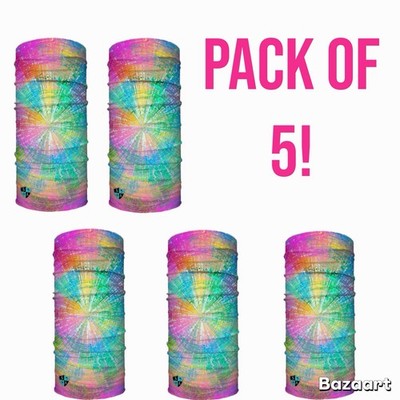 Pack Of 5 Kids Face Mask Gaiter Rainbow Spiral Bandana Scarf Neck Shield Sun