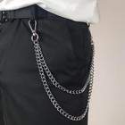 Men Wallet Chain Silver Metal Long Jeans Keychain Biker 2 Strands Biker Links