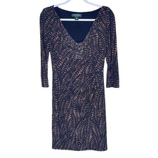 Lauren Ralph Lauren Womens Dress Size 6 Black 3/4 Sleeve Casual Wear Lined