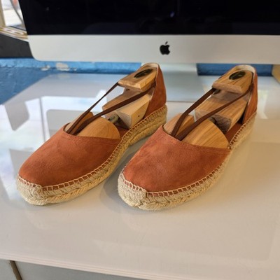 Toni Pons Originals Suede Espadrille Flats Rust Orange EU 42 US 11 New