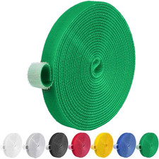 32FT Reusable Fastening Tape Cable Ties Double-Sided Hook-And-Loop Cable Mana...