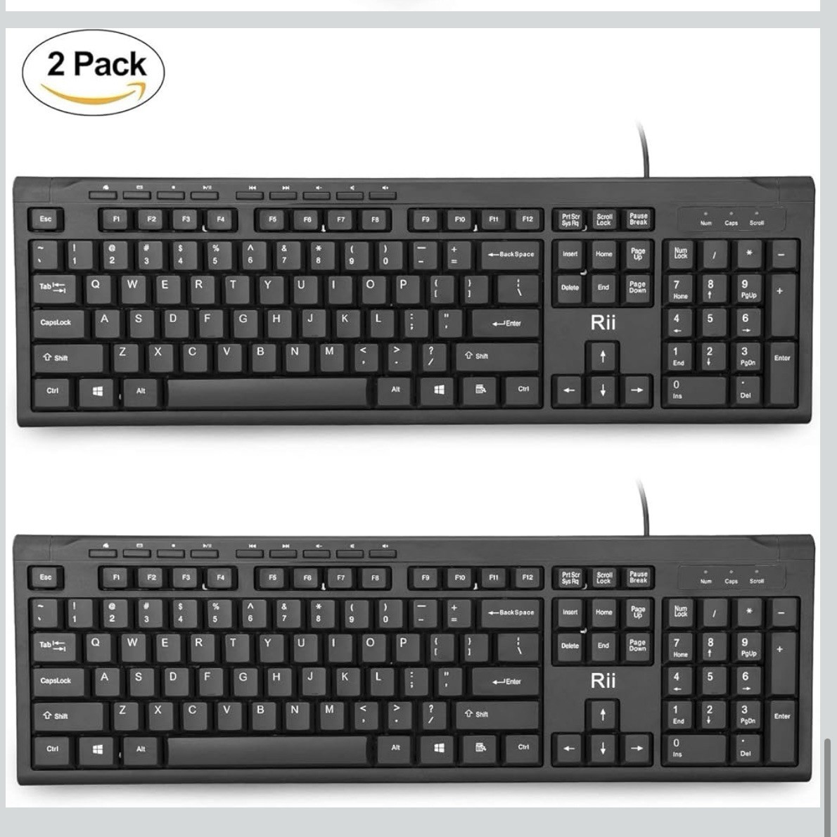 Rii RK907 Ultra-Slim Compact USB Wired Keyboard 2PCS Mac PC