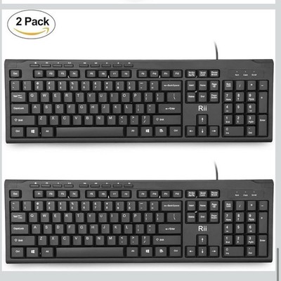 Rii RK907 Ultra-Slim Compact USB Wired Keyboard 2PCS Mac PC
