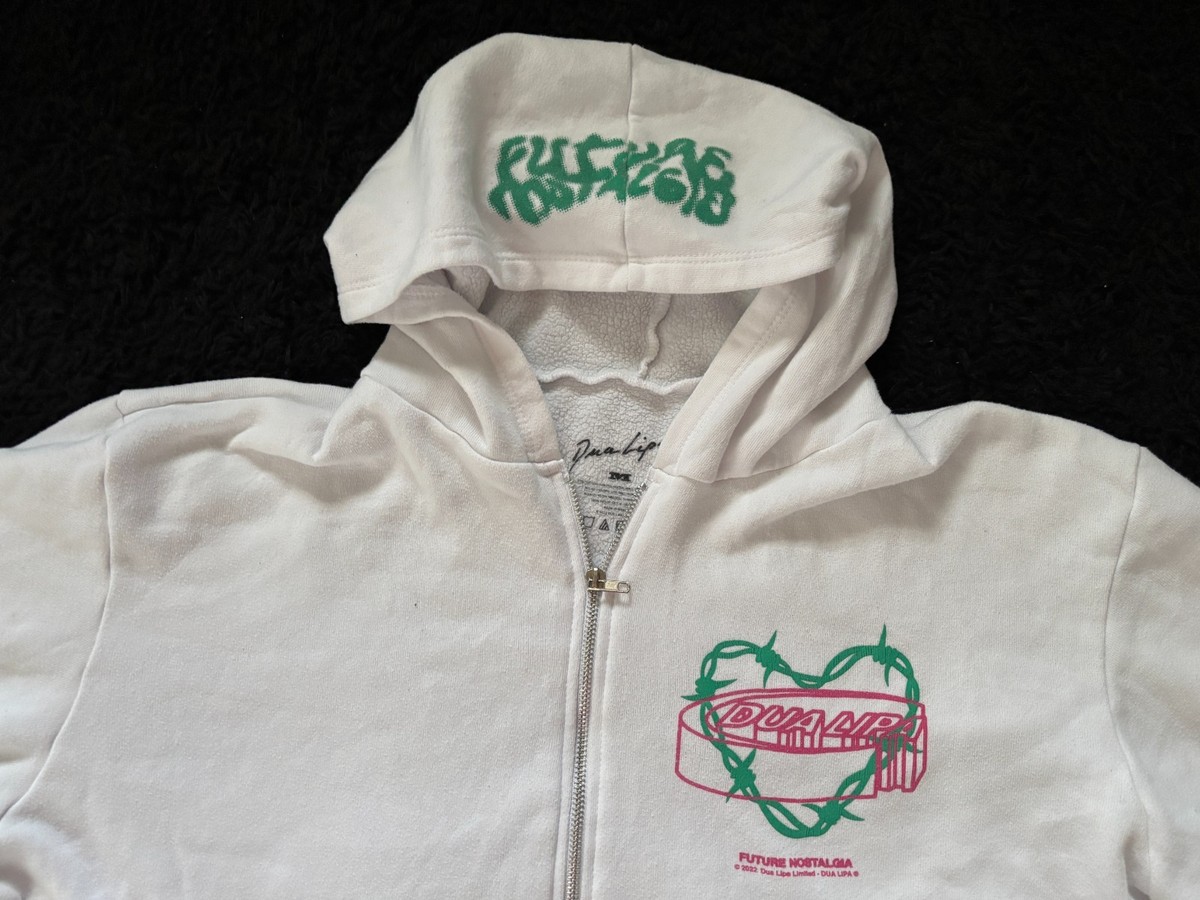Dua Lipa Future Nostalgia Womens Cropped Full Zip Hoodie White