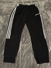 Adidas Mens Medium 3 Stripe Black Fleece Straight Sweatpants