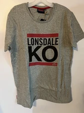 Lonsdale Mens T Shirt Essential Logo Crew Neck Short Sleeve Size XL Gray NEW