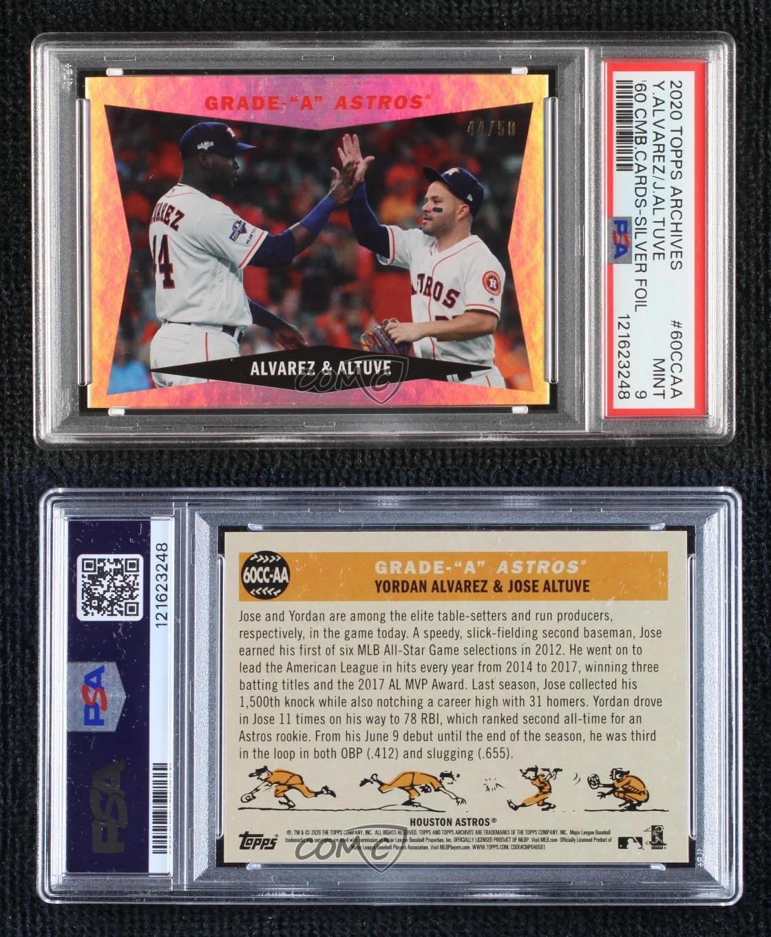 2020 Archives Silver Foil 44/50 Yordan Alvarez Jose Altuve PSA 9 MINT Rookie RC view 3