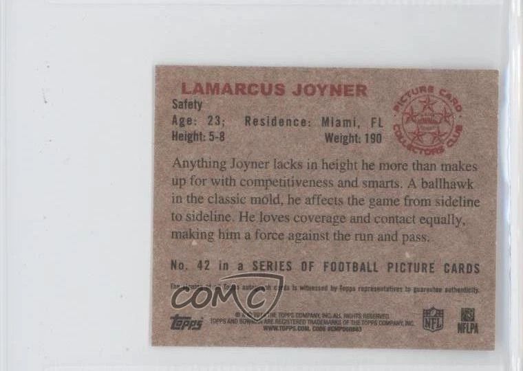 2014 Bowman 1950 Bowman Mini Rookies Auto /99 Lamarcus Joyner #42 Auto RC - Image 2 of 2
