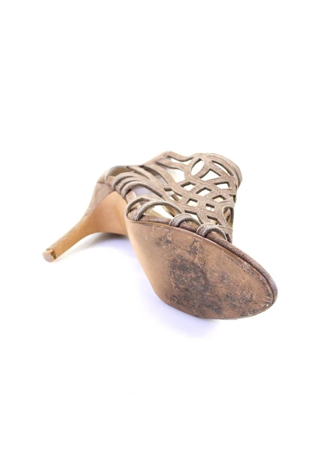 Adrienne Vittadini Mujer Gamuza Jaula Recorte Cremallera Tacones de Aguja Marrón Talla 7 Foto 4 de 4