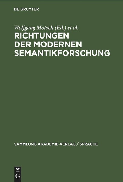 Richtungen Der Modernen Semantikforschung Dieter Viehweger-image