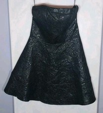 Express Black Metallic Jacquard Strapless Fit Flare Prom Dress Sz 6 Mini
