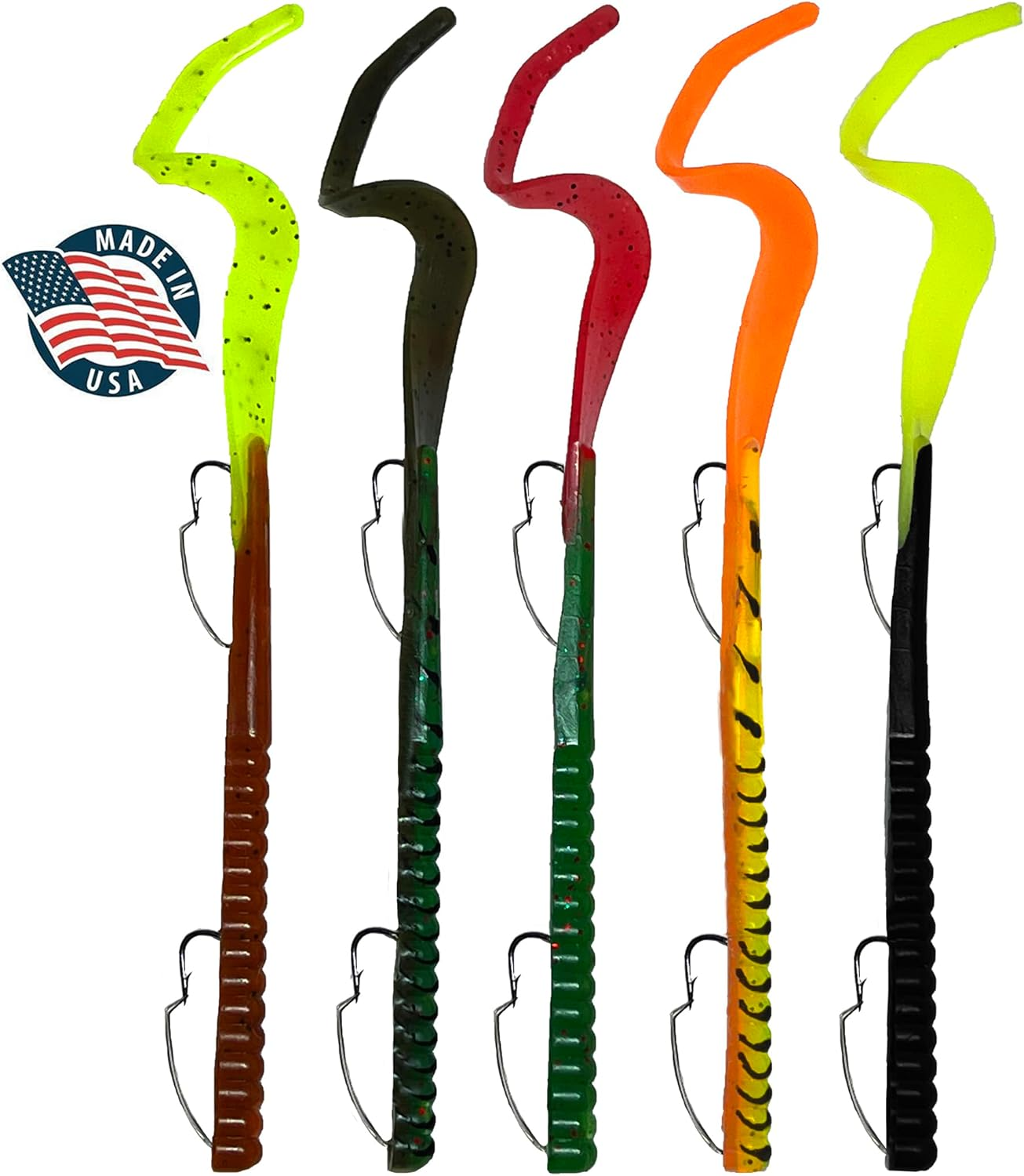 10-inch Weedless Swim Bait Lure Set with Twister Tail for Bass Fishing