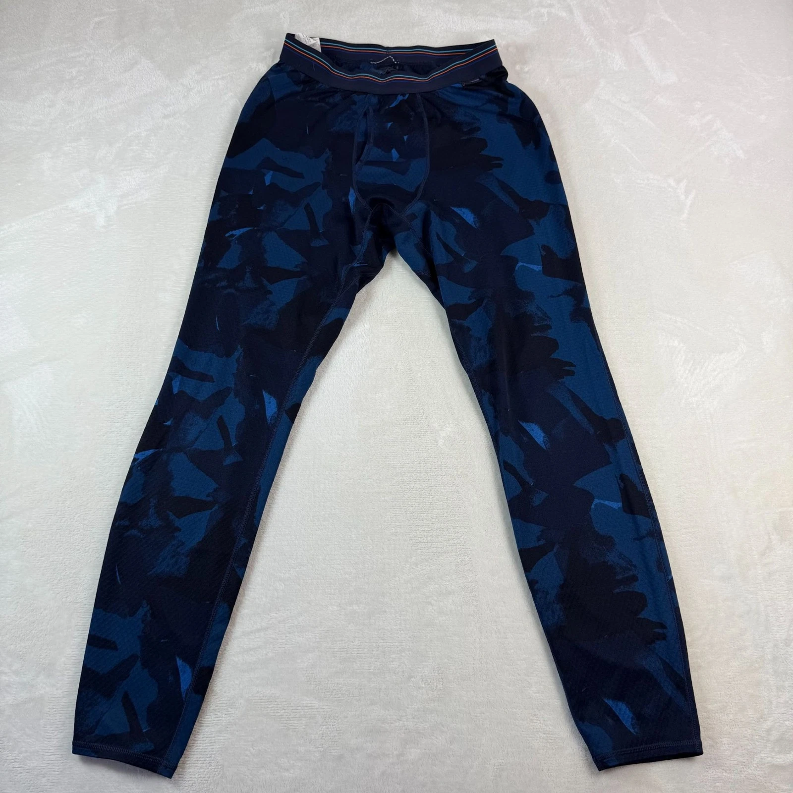Patagonia Capilene Midweight Base Layer Pants Mens S Blue Camo Print Tights Cool