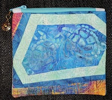 Quilted Art Pouch 6x8 Inches Secure Zipper/Fully Lined Handmade OOAK